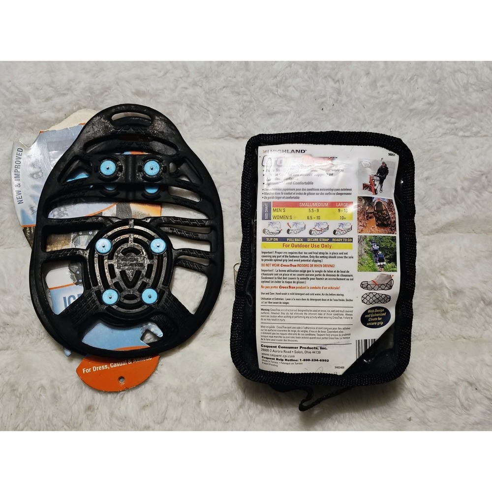 Set Highland Cross Trax Snow Ice Traction Cleats Black Size Small/Medium + Other